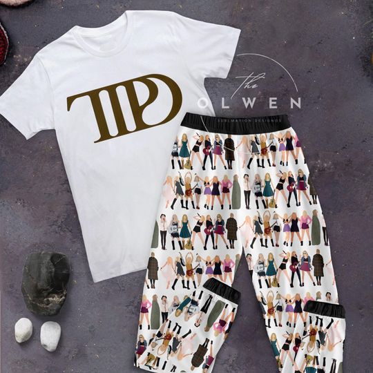 TTPD Album Holiday Pajamas Set, Cute T.S Christmas Pajamas Set, TS TTPD Family Pajamas For Adult And Kids
