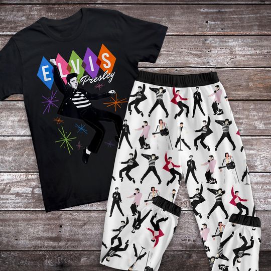 Elvis Presley Holiday Pajamas Set, Elvis Presley Personalized Family Pajamas,Elvis Presley Family Halloween Pajamas Set.