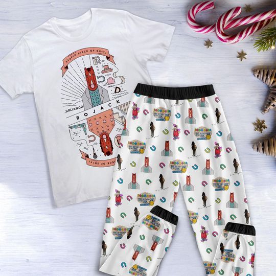 BoJack Horseman Pajamas Set, Personalized Family Pajamas, Family Christmas Pajamas Set.