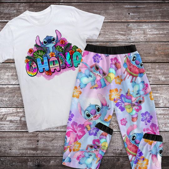 Discover Ohana Stitch Pajamas Set, Personalized Family Pajamas, Family Christmas Pajamas Set.