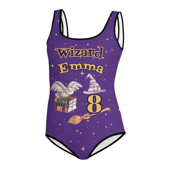 Wizard swimsuit, Personalized birthday girls swimsuit, magic wizard birthday party Youth Swimsuit