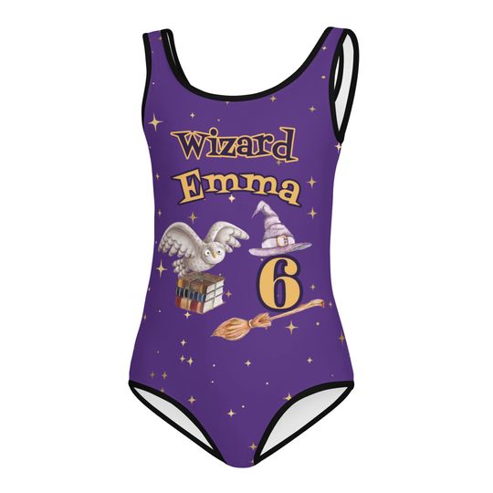 Wizard swimsuit, Personalized birthday girls swimsuit, Owl, bday, gift for her, Magic wizard birthday party Youth Swimsuit
