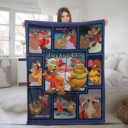 Discover Disney Jaq And Gus Blanket/Cinde Jaq And Gus Fleece Blanket/Jaq And Gus Throw Blanket/Disneyland Blanket/Jaq And Gus Gifts
