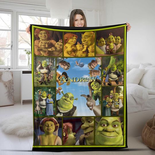 Personalized Name Shrek Characters Blanket, Shrek Movie Blanket, Custom Shrek Characters Blanket, Baby Blanket, Bedding Decor