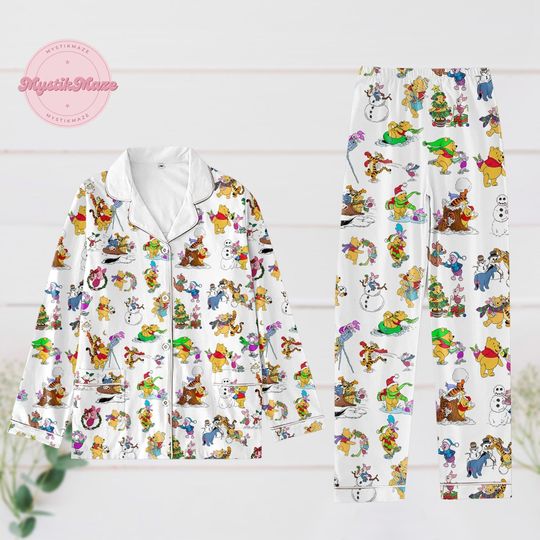 Winnie The Pooh Halloween Pajamas Set, Pooh And Friends Shirt, Magic Kingdom Tee, Pooh Bear Womens Pajamas, Disney Fan Birthday Gift