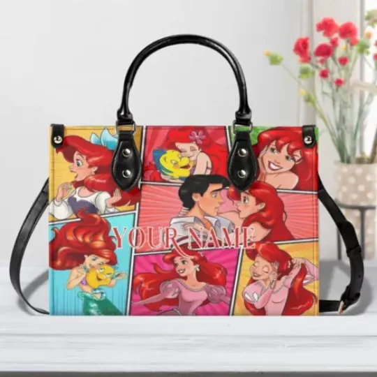 Discover Personalized The Little Mermaid Luxury Women PU Leather Handbag, Disney gift,