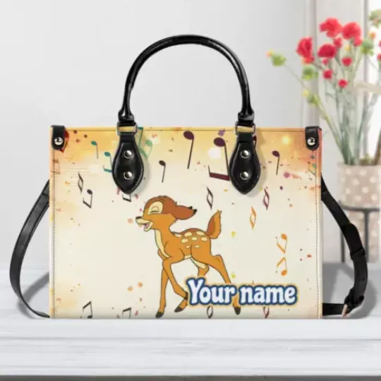 Discover Personalize Bambi Luxury Women PU Leather Handbag, Music Handbag,Gift For Family