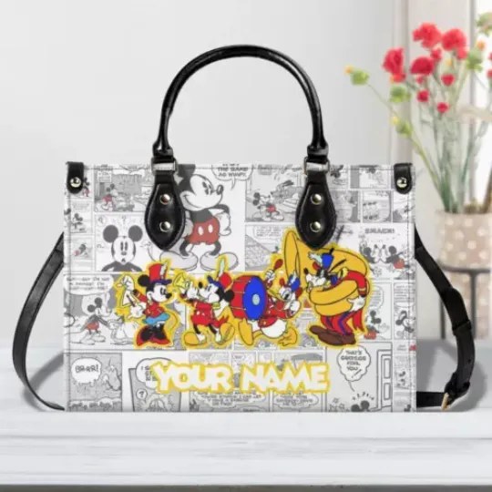 Discover Personalized Disney Music Luxury Women PU Leather Handbag, Cartoon gift, gift
