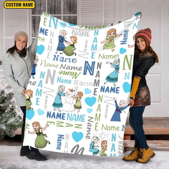 Discover Baby Elsa And Baby Anna Blanket, Frozen Fleece Mink Sherpa Blanket, Custom Name Blanket, Magic Kingdom, Elsa and Anna Frozen Throw
