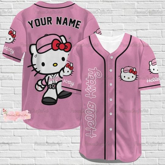 Hello Kitty Shirt, Hello Kitty Baseball Shirt, Cute Cat Jersey Shirt, Personalized Shirt, My Melody Shirt, Kitty Cat Shirt