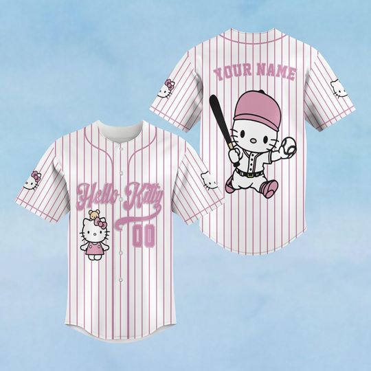 Hello Kitty Shirt, Hello Kitty Baseball Shirt, Cute Cat Jersey Shirt, Personalized Cat Shirt, My Melody Shirt, Kitty Cat Shirt