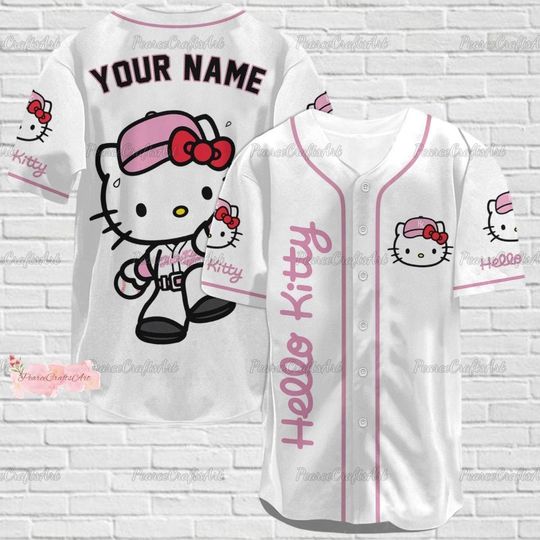 Hello Kitty Shirt, Hello Kitty Baseball Shirt, Cute Cat Jersey Shirt, Personalized Shirt, My Melody Shirt, Kitty Cat Shirt
