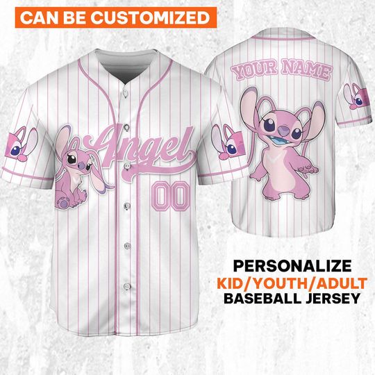 Discover Custom Disney Lilo and Stitch Angel Baseball Jersey, Gift for Kids, Disney Birthday Gift, Gift For Baseball Fans
