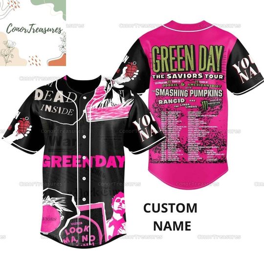 Personalized Green Day The Saviors 2024 Tour Baseball Jersey, Green Day The Saviors Concert Jersey Women, The Saviors Tour Jersey Men
