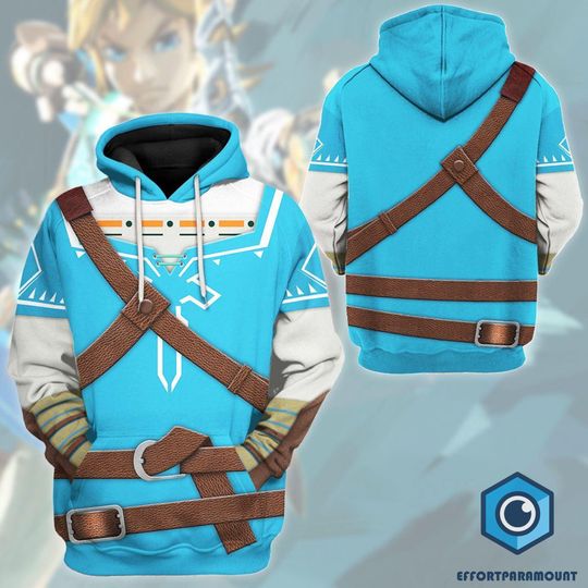 Zelda Link Full Over Print 3D Hoodie | The Legend Of Zelda Shirt | Zelda Video Game Merch | Tears Of the Kingdom | Halloween Costume