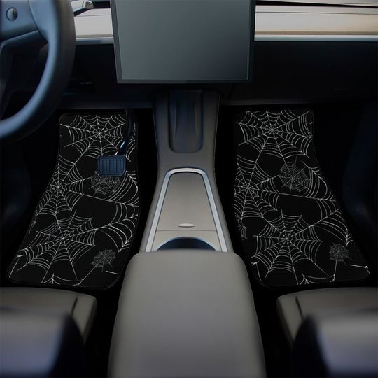 Discover Spider Web Car Foot Mats | Black Mood Gothic Car Accessories | Dustproof Car Mats | Matching Seats | Car Decoration