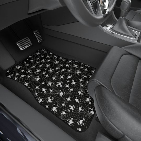Discover Car Mats, Goth Spider Web Car Decor, Floor Mats for SUV, Creepy Gifts for Driver, Spooky Vehicle Accessories, Black and White Car Floor Mats