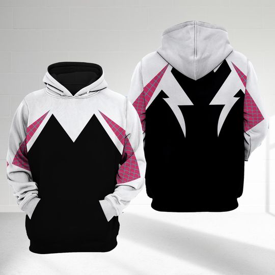 Spider Girl Cosplay Costume 3D Hoodie, Gwen Stacy Suit Halloween Costume Hoodie, 3D Halloween Cosplay Costume, All Over Print Hoodie