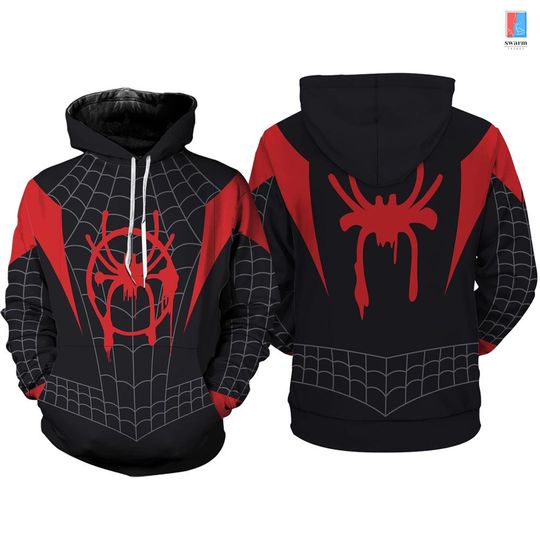 Miles Morales Full Over Print Hoodie | Spiderman Across the Spider-Verse | Miles Morales Halloween Costume | Spider Man Christmas