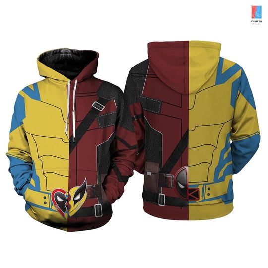 Deadpool And Wolverine Full Over Print Hooide, Xmen Deadpool Hoodie, Deadpool 3 Movie Shirt, Hugh Jackman, Deadpool Wolverine Christmas