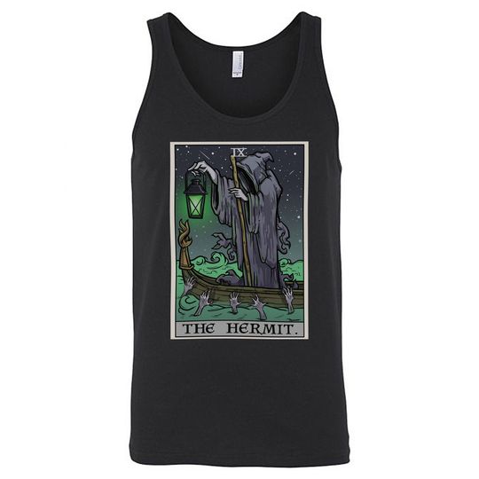 Discover The Hermit Tarot Card Tank Top Men Grim Reaper Halloween Tank Top Gothic Tank Tops