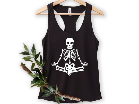 Discover Skeleton Yoga Tank, Funny Skeleton Tank, Yoga Lover Tank, Meditation Tank