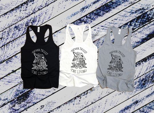 Discover Never Trust the Living Racerback Tank, Halloween Racerback Tank