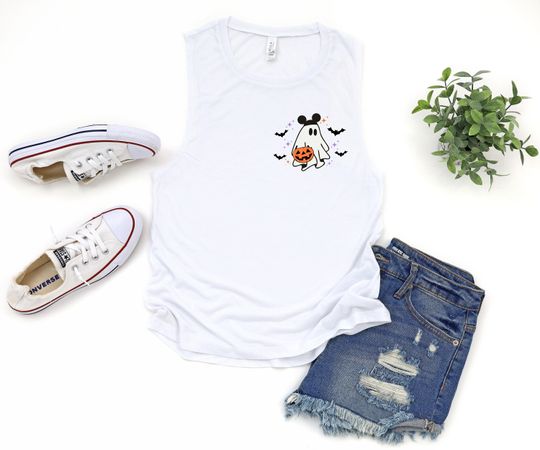 Discover MICKEY HALLOWEEN Inspired Tank, Womens Muscle Tank, Mickey Retro Ghost