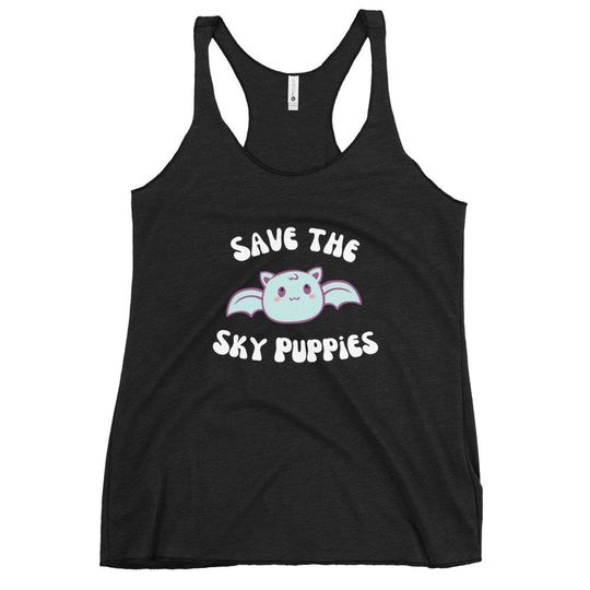 Discover Cute Bat T-shirt, Save the Sky Puppies Graphic Tee, Pastel Goth Tank Top