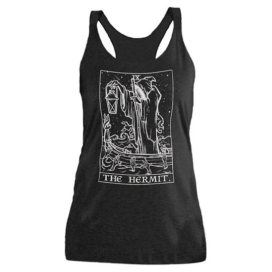 Discover The Hermit Tarot Card Tank Top Women Grim Reaper Halloween Tank Top Gothic Tank Top