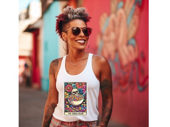 Tarot Tank Top, cereal killer, cereal lover, leisure wear,  Womens Muscle Tank