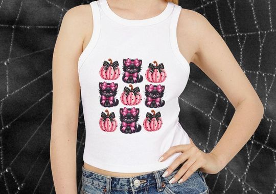 Discover Coquette Halloween,Womens Micro Rib Racer Tank Top,coquette black cat