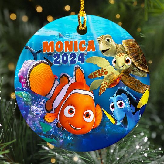 Personalized Fish And Friends Christmas Ornament, Finding Fish Customized 2024 Christmas Tree Decor, Funny Ocean Fish Family Gift For Kid