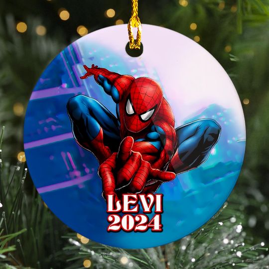 Discover Personalized Spider Character Christmas Ornament, Funny Superhero Customized 2024 Christmas Tree Decor, Hero Movie Xmas Gift For Kid