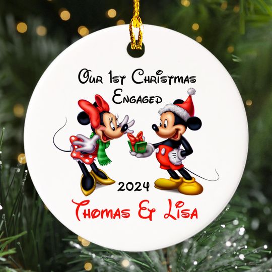 Personalized Mouse Couple Ornament, Our First Christmas Customized 2024 Christmas Tree Decor, Family Xmas Ornament, 1st Anniversary Gift