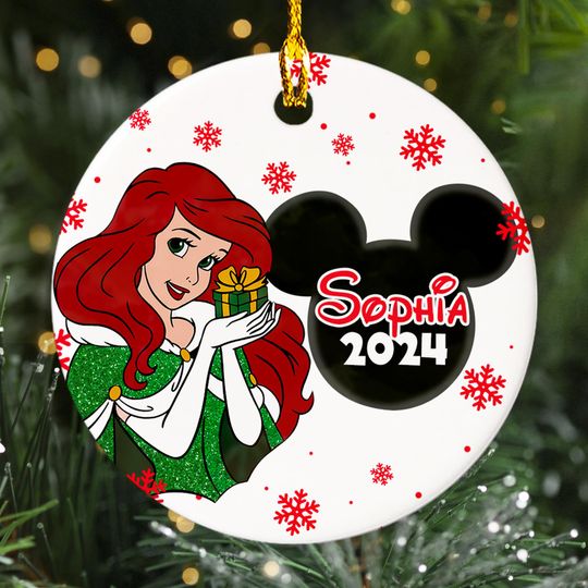 Personalized Little Princess Christmas Ornament, Mermaid Princess Customized 2024 Christmas Tree Decor, Ocean Princess Xmas Gift For Kid