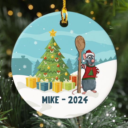 Discover Personalized Mouse Chef Christmas Ornament, Custom Mouse 2024 Christmas Tree Decor, Mouse Chef Character Ornament Gift For Kid