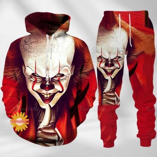 Halloween Pennywise Hoodie, Pennywise Face Joggers, IT Clown Shirt, Horror Characters Hoodie, Pennywise Costume, Scary Movie Gifts