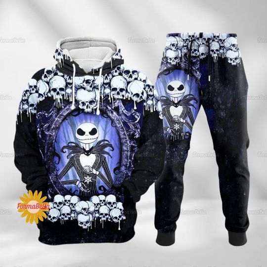 Halloween Custom Jack Skellington Hoodie, Nightmare Before Christmas, Jogger For Men, Skull Horror Hoodie, Disney Halloween Party Gifts