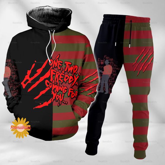 Halloween Freddy Krueger Costume Hoodie, Krueger Jogger, Nightmare Elm Street Shirt, Horror Characters Hoodie, Scary Jogger For Men