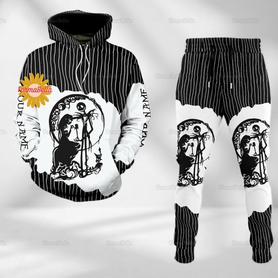 Halloween Custom Jack And Sally Hoodie, Nightmare Before Christmas, Jack Skellington Jogger, Skellington Costume Hoodie, Sally Costume