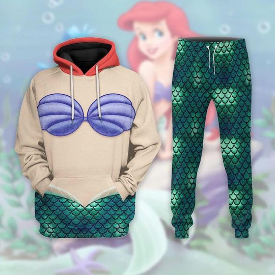 Discover Halloween Ariel Mermaid Cosplay Hoodie/Joggers, Little Mermaid Hoodie, Disney Princess Shirt, Magic Kingdom Gift, Ariel Birthday Gift