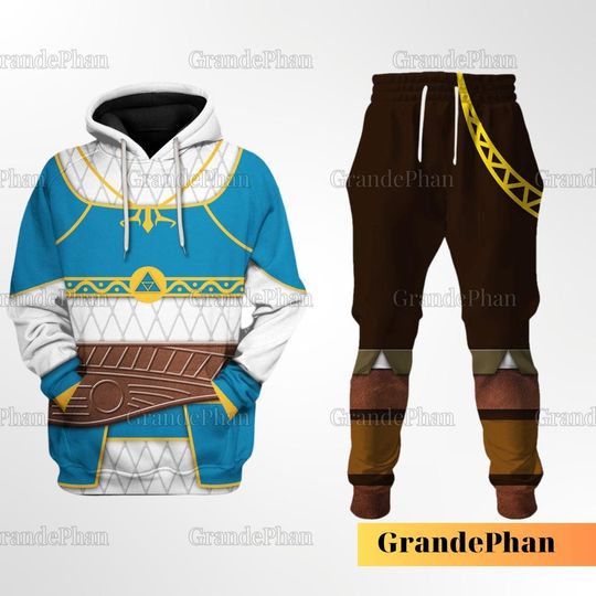 Halloween Princess Zelda Costume Cosplay 3D Hoodie Jogger, Zelda Totk Costume, Tri Force Shirt, Halloween Costume For Family  Shirt