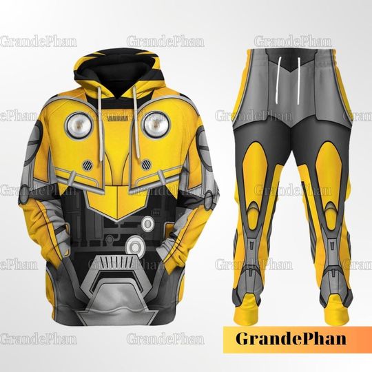 Halloween Bumblebee Costume Cosplay Hoodie Jogger, Transformers Costume Men, Autobot Costume Cosplay 3D Shirt, Halloween Trip Shirt