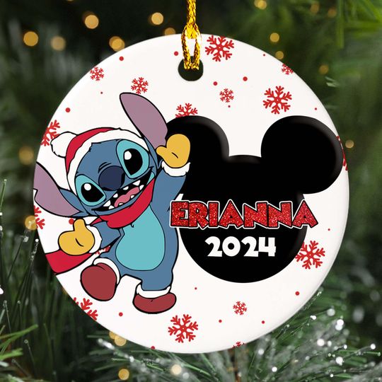 Discover Personalized Stitchmas Ornament, Blue Monster Xmas Customized 2024 Christmas Tree Decor, Cute Alien Dog Christmas Ornament Gift For Kid