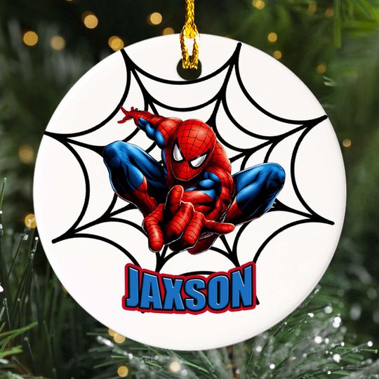 Personalized Superhero Ornament, Spider Hero Movie Character Xmas Ornament, Customized 2024 Christmas Tree Decor Gift For Kid