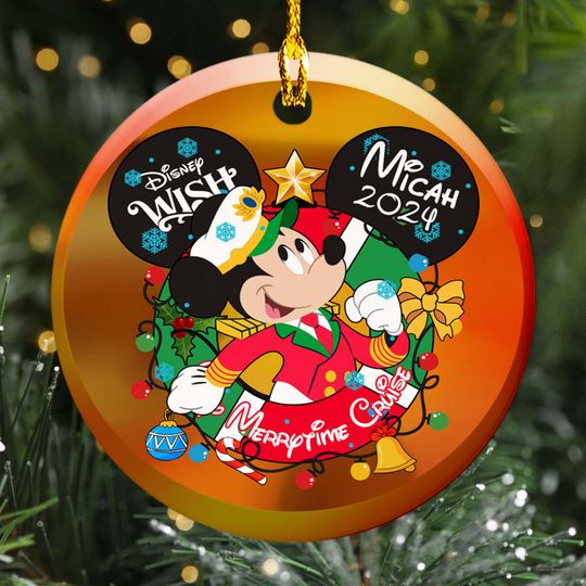 Discover Personalized Mouse Captain Wish Christmas Ornament, Very Merrytime Cruise Mouse Ear Customized 2024 Christmas Tree Decor, Xmas Gift For Kid