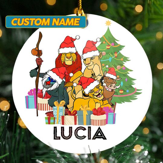 Personalized Funny Lion Christmas Ornament, Lion Movie Character Customized 2024 Christmas Tree Decor, Lion Family Xmas Gift For Kid