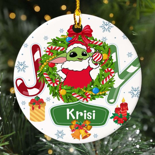 Discover Personalized Green Baby Christmas Ornament, Custom Alien Baby 2024 Christmas Tree Decor, Galaxy Santa Movie Character Xmas Gift For Kid