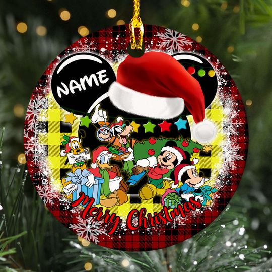 Discover Personalized Funny Mouse Christmas Ornament, Mouse And Friend Party Customized 2024 Christmas Tree Decor, Mouse Ears Xmas Gift For Kid